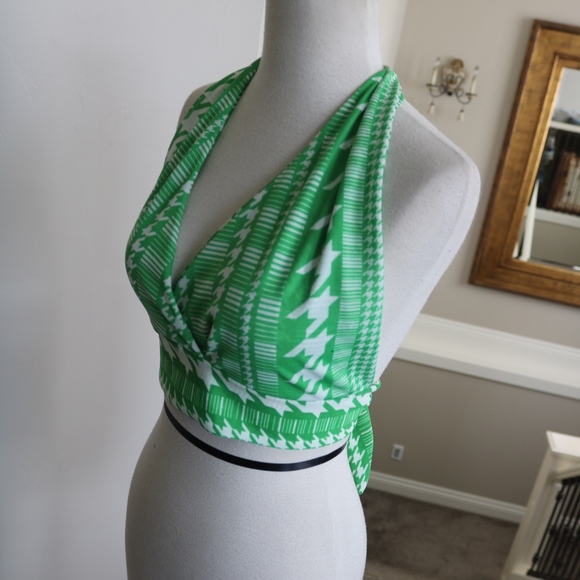 Vintage Tops - Vintage 70's halter top coachella women's green